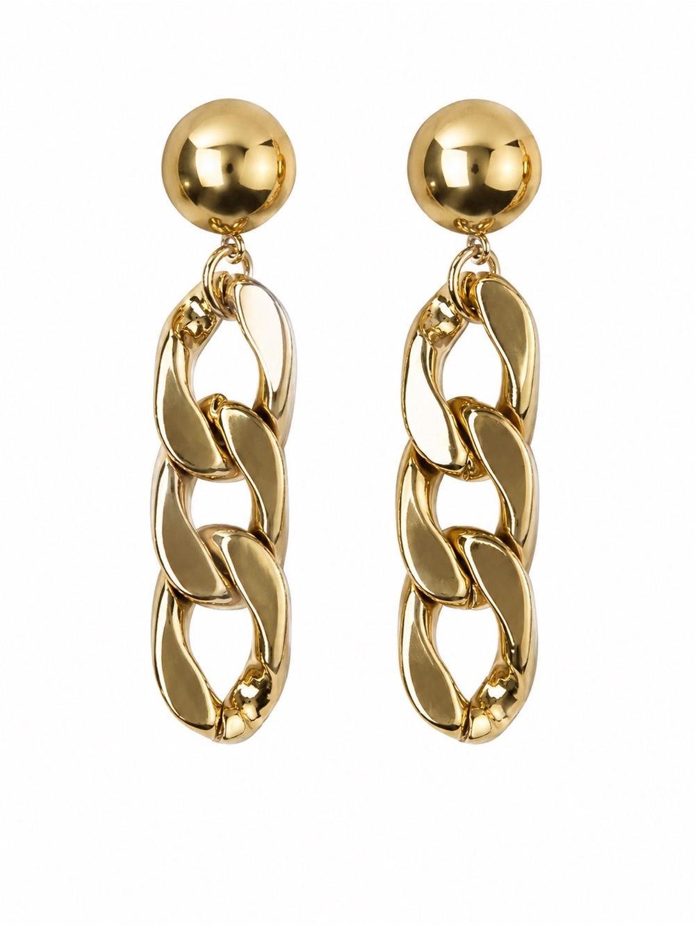 Vintage 80’s or 90’s Goldtone Cuban Chain Link Drop Earrings - Women Jewelry